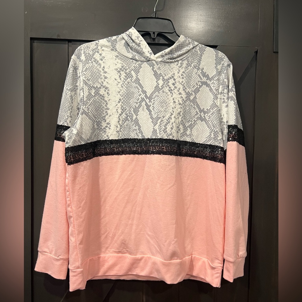 Snake Print and Pink Hoodie Size M